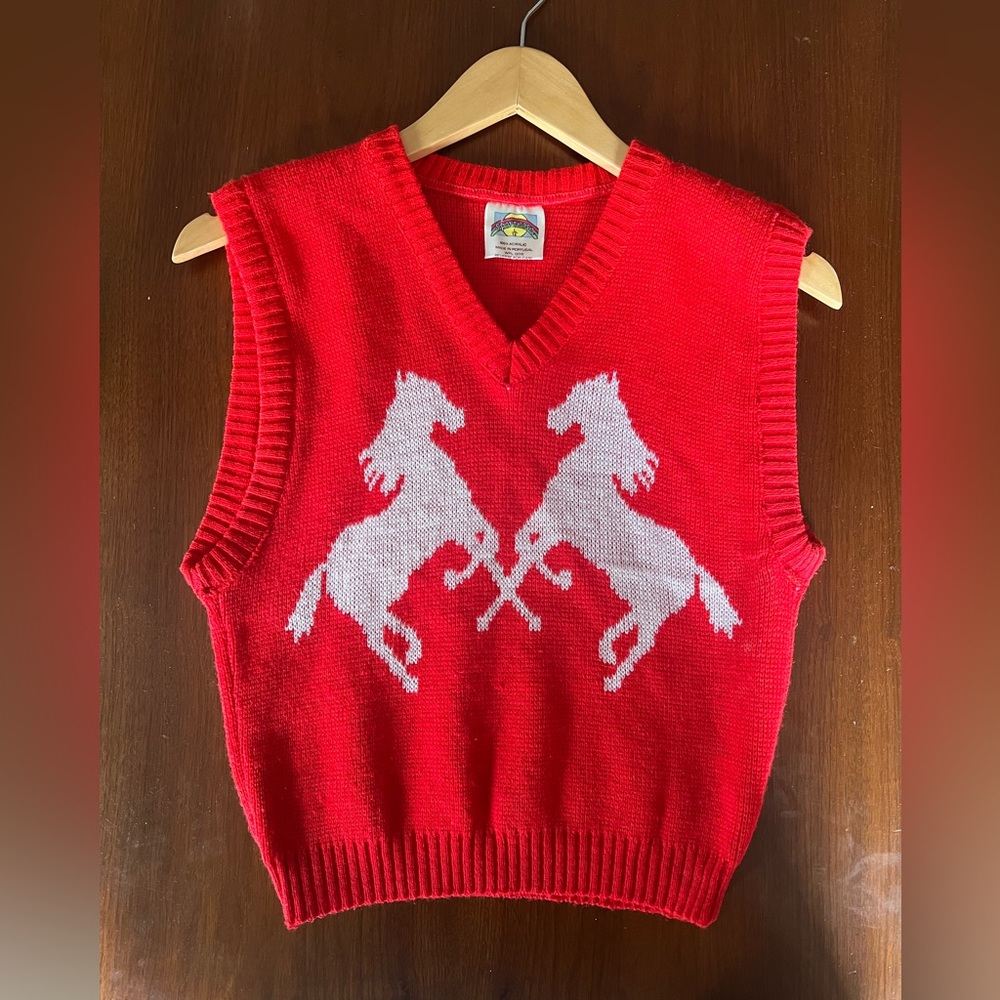 Vintage Red Horse Sweater Vest